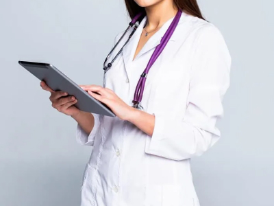 Врач с доской-планшетом в руках